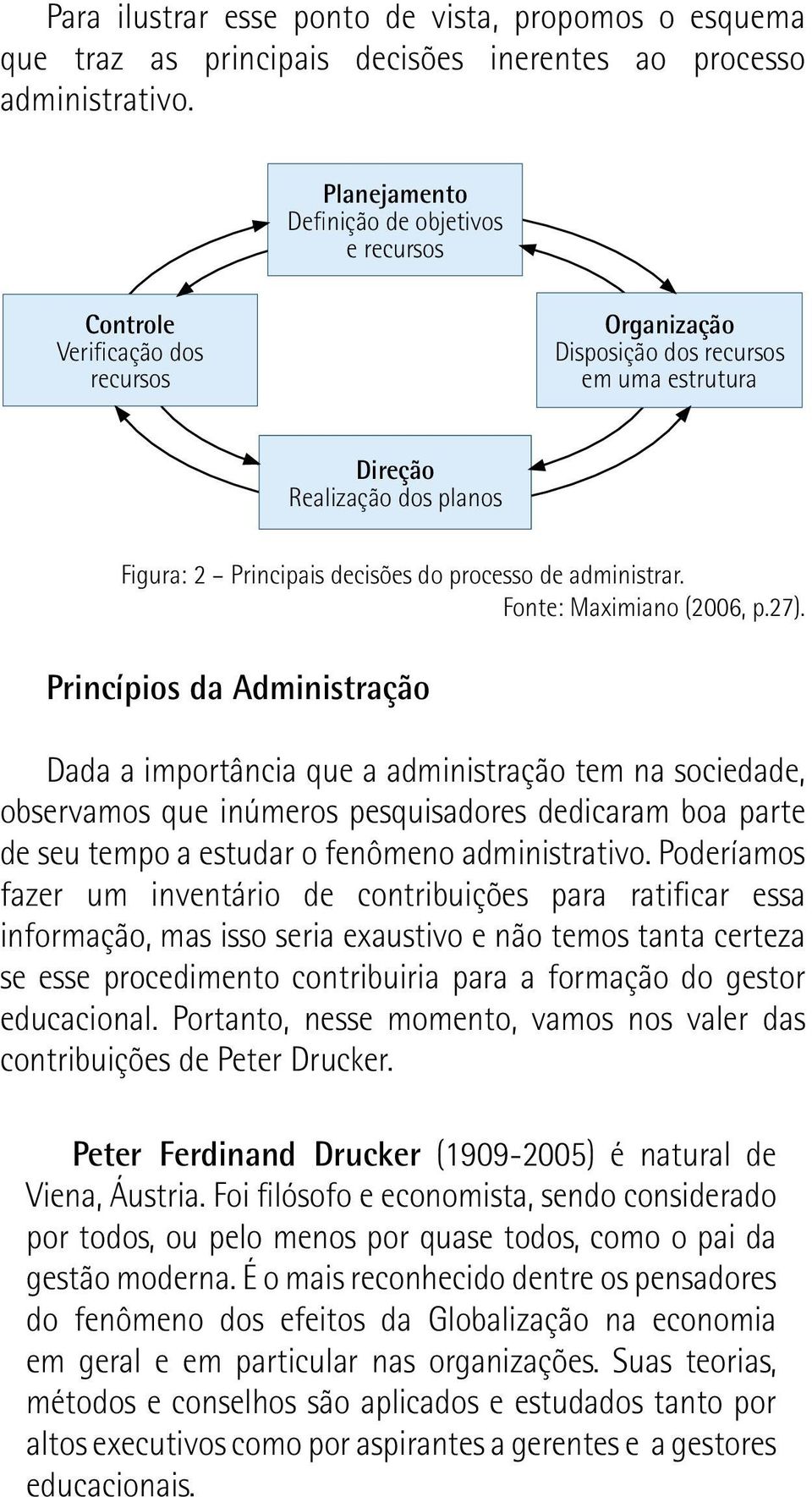 processo de administrar. Fonte: Maximiano (2006, p.27).