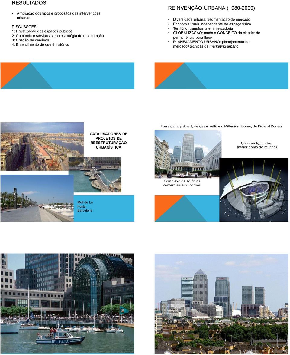 Diversidade urbana: segmentação do mercado Economia: mais independente do espaço físico Território: transforma em mercadoria GLOBALIZAÇÃO: muda o CONCEITO da cidade: de permanência para fluxo