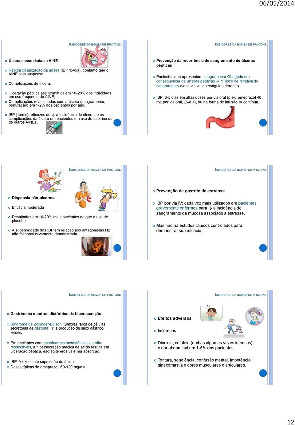 ano. Prevenção da recorrência de sangramento de úlceras pépticas Pacientes que apresentam sangramento GI agudo em consequência de úlceras pépticas risco de recidiva do sangramento (vaso visível ou