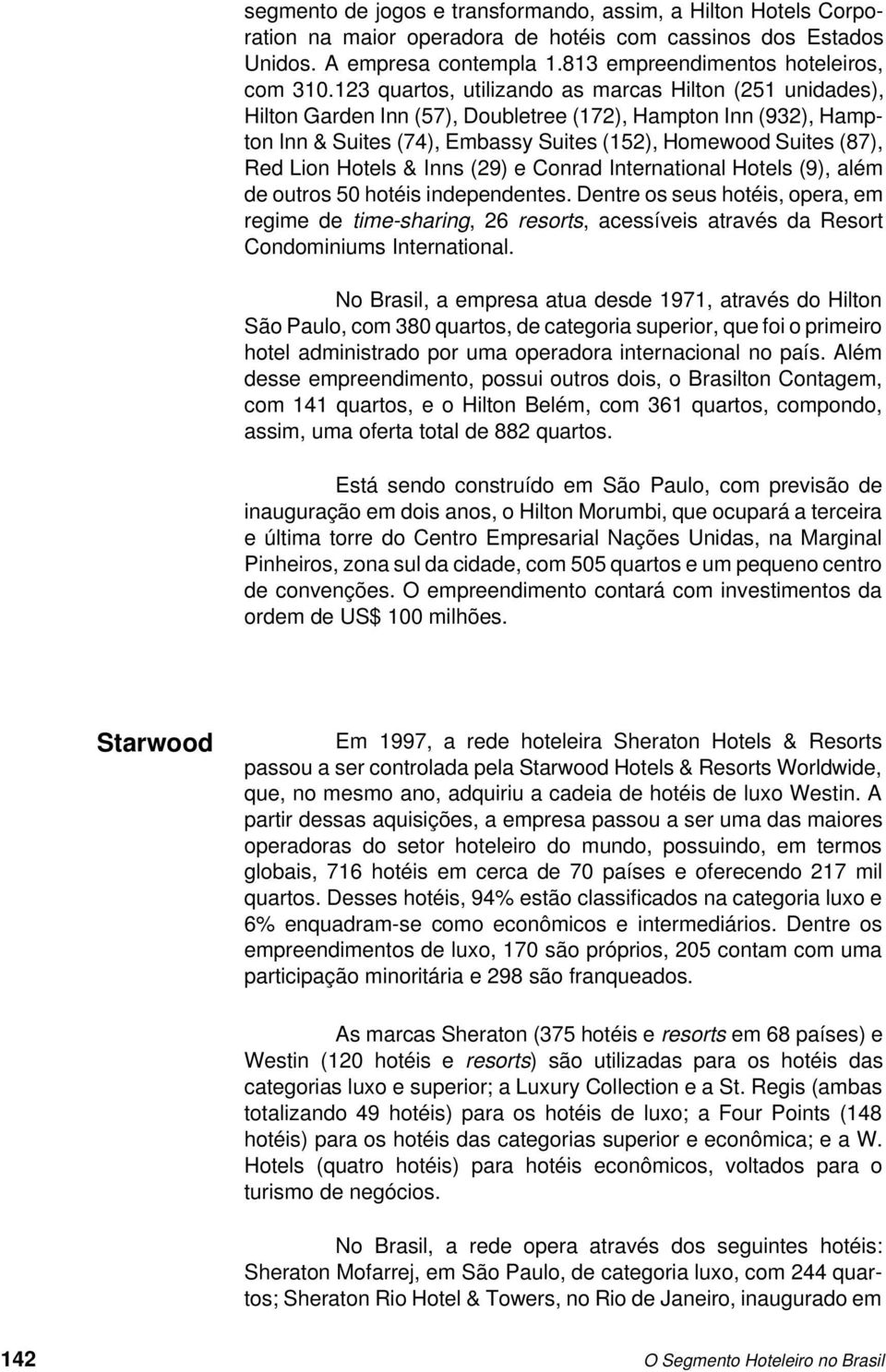 Hotels & Inns (29) e Conrad International Hotels (9), além de outros 50 hotéis independentes.