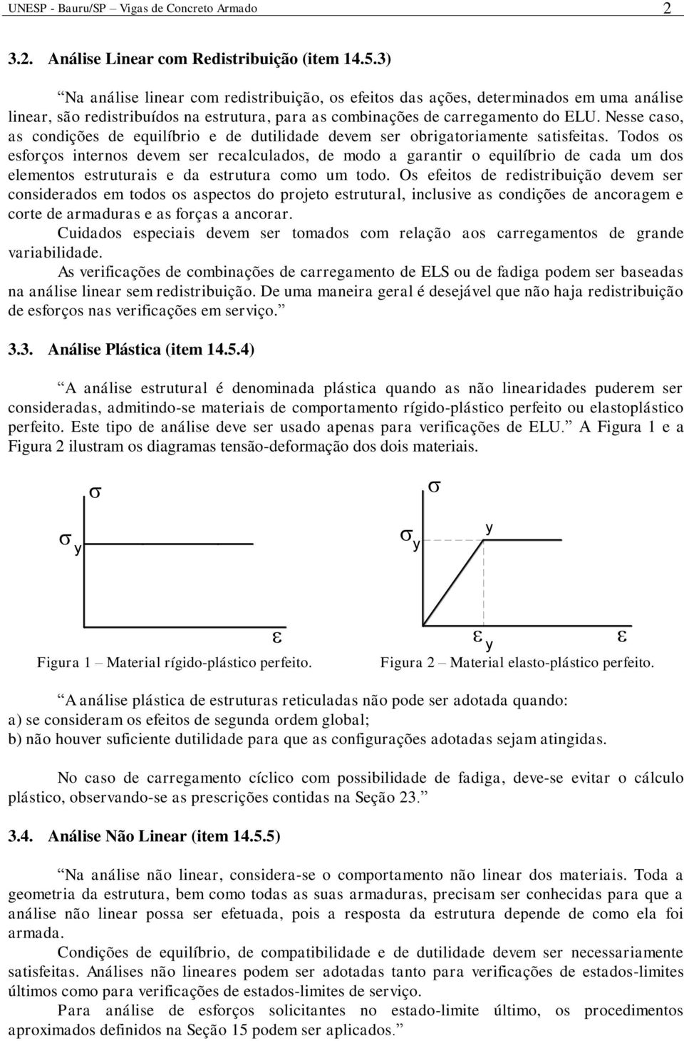 Nesse caso, as condições de equilíbrio e de dutilidade devem ser obrigatoriamente satisfeitas.