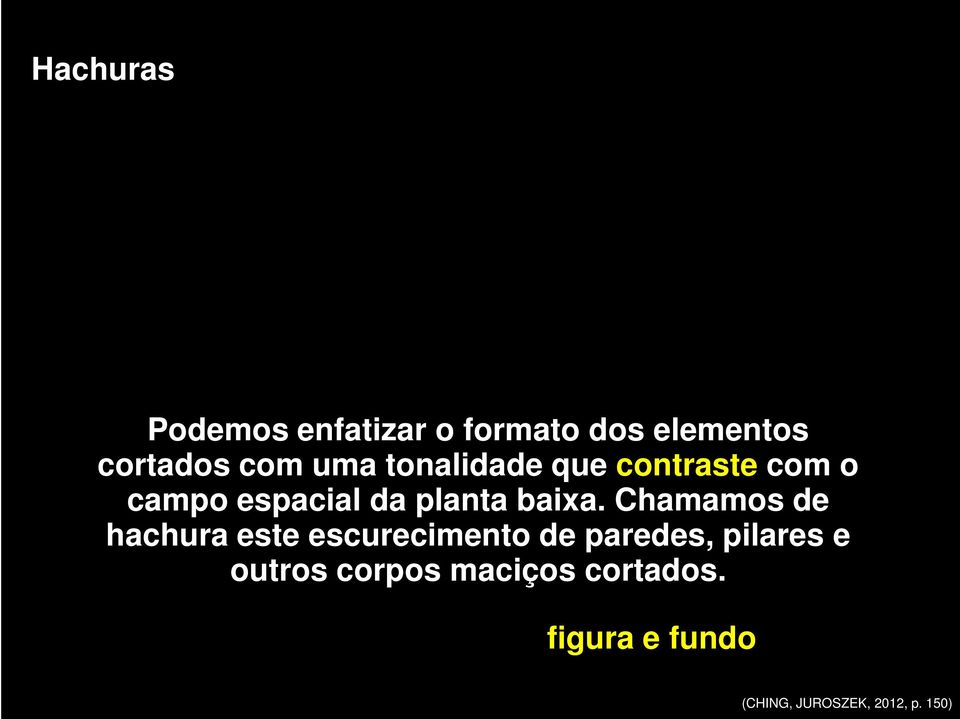 Chamamos de hachura este escurecimento de paredes, pilares e outros