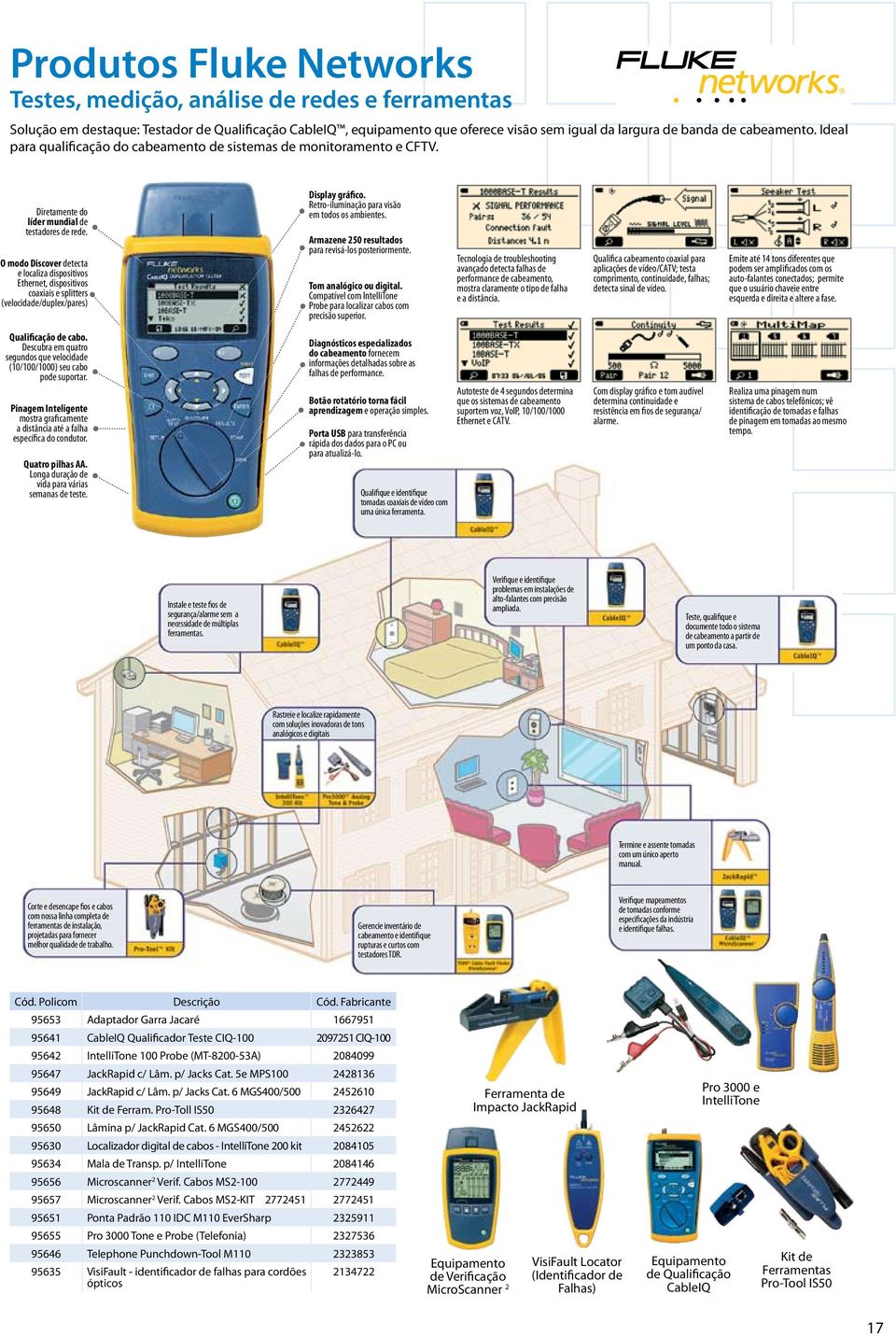 O modo Discover detecta e localiza dispositivos Ethernet, dispositivos coaxiais e splitters (velocidade/duplex/pares) Display gráfico. Retro-iluminação para visão em todos os ambientes.