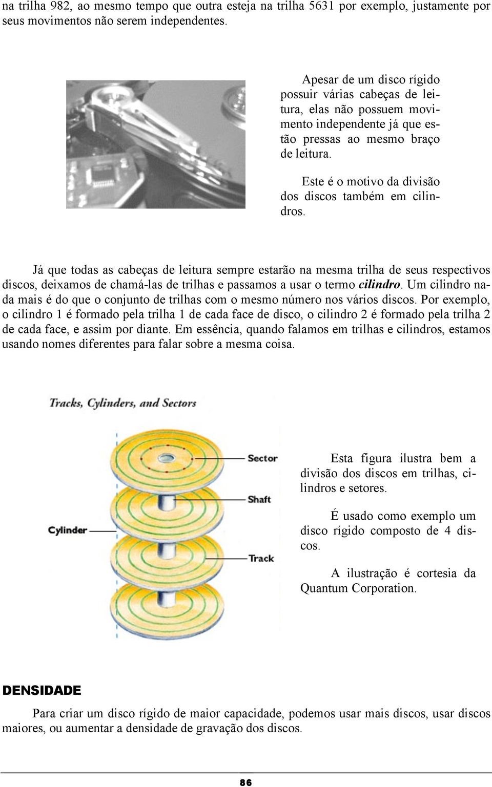 Este é o motivo da divisão dos discos também em cilindros.