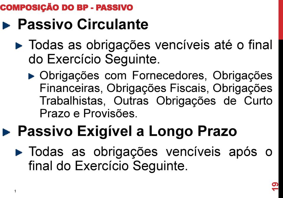 Obrigações com Fornecedores, Obrigações Financeiras, Obrigações Fiscais, Obrigações