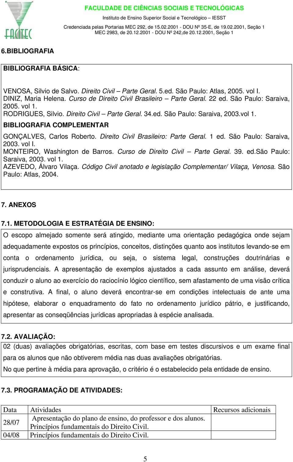 Direito Civil Brasileiro: Parte Geral. 1 ed. São Paulo: Saraiva, 2003. vol I. MONTEIRO, Washington de Barros. Curso de Direito Civil Parte Geral. 39. ed.são Paulo: Saraiva, 2003. vol 1.