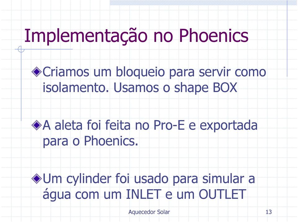 Usamos o shape BOX A aleta foi feita no Pro-E e exportada