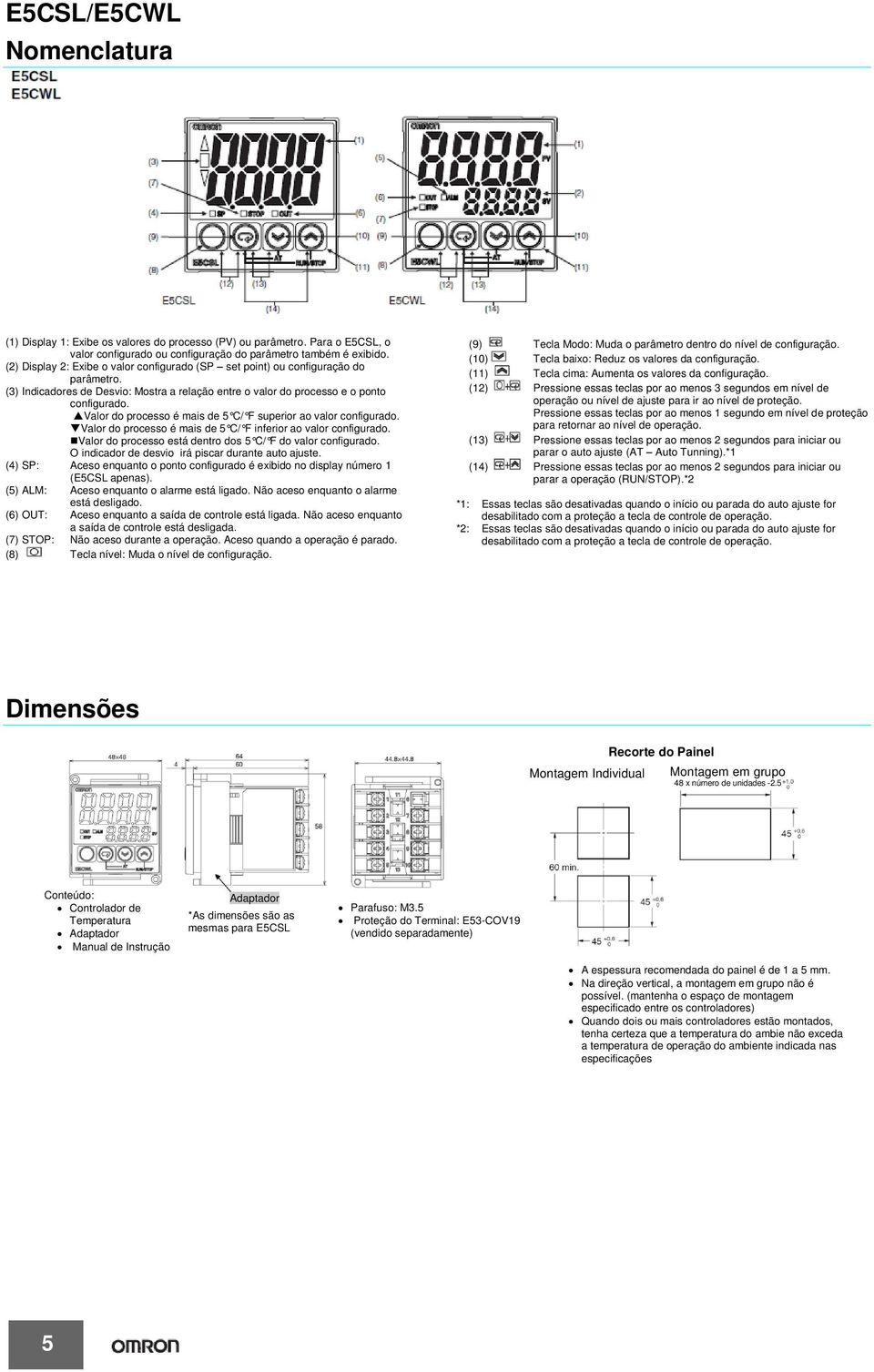 Valor do processo é mais de 5 C/ F superior ao valor configurado. Valor do processo é mais de 5 C/ F inferior ao valor configurado. Valor do processo está dentro dos 5 C/ F do valor configurado.