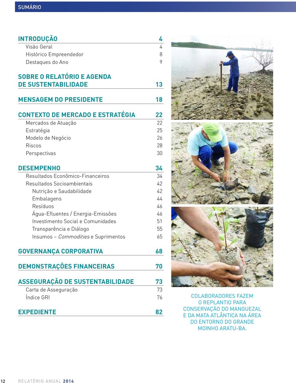 Embalagens 44 Resíduos 46 Água-Efluentes / Energia-Emissões 46 Investimento Social e Comunidades 51 Transparência e Diálogo 55 Insumos Commodities e Suprimentos 65 GOVERNANÇA CORPORATIVA 68