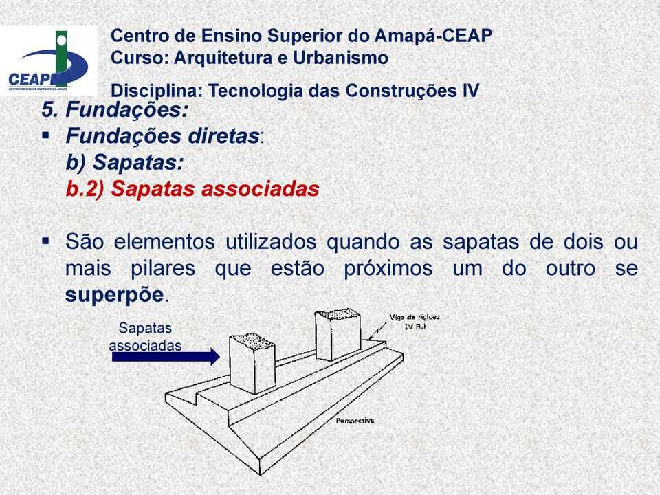 utilizados quando as sapatas de dois ou