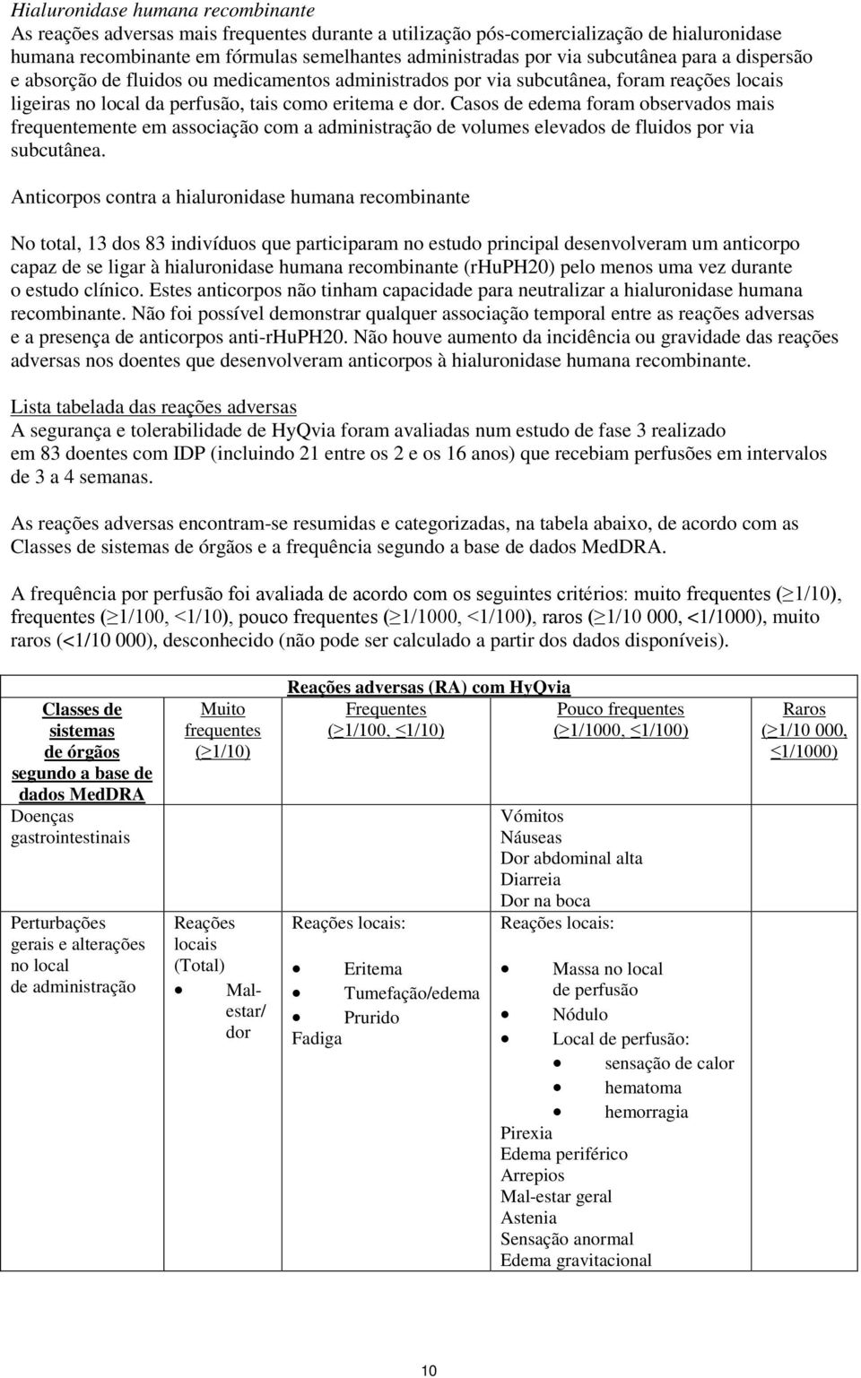 Casos de edema foram observados mais frequentemente em associação com a administração de volumes elevados de fluidos por via subcutânea.