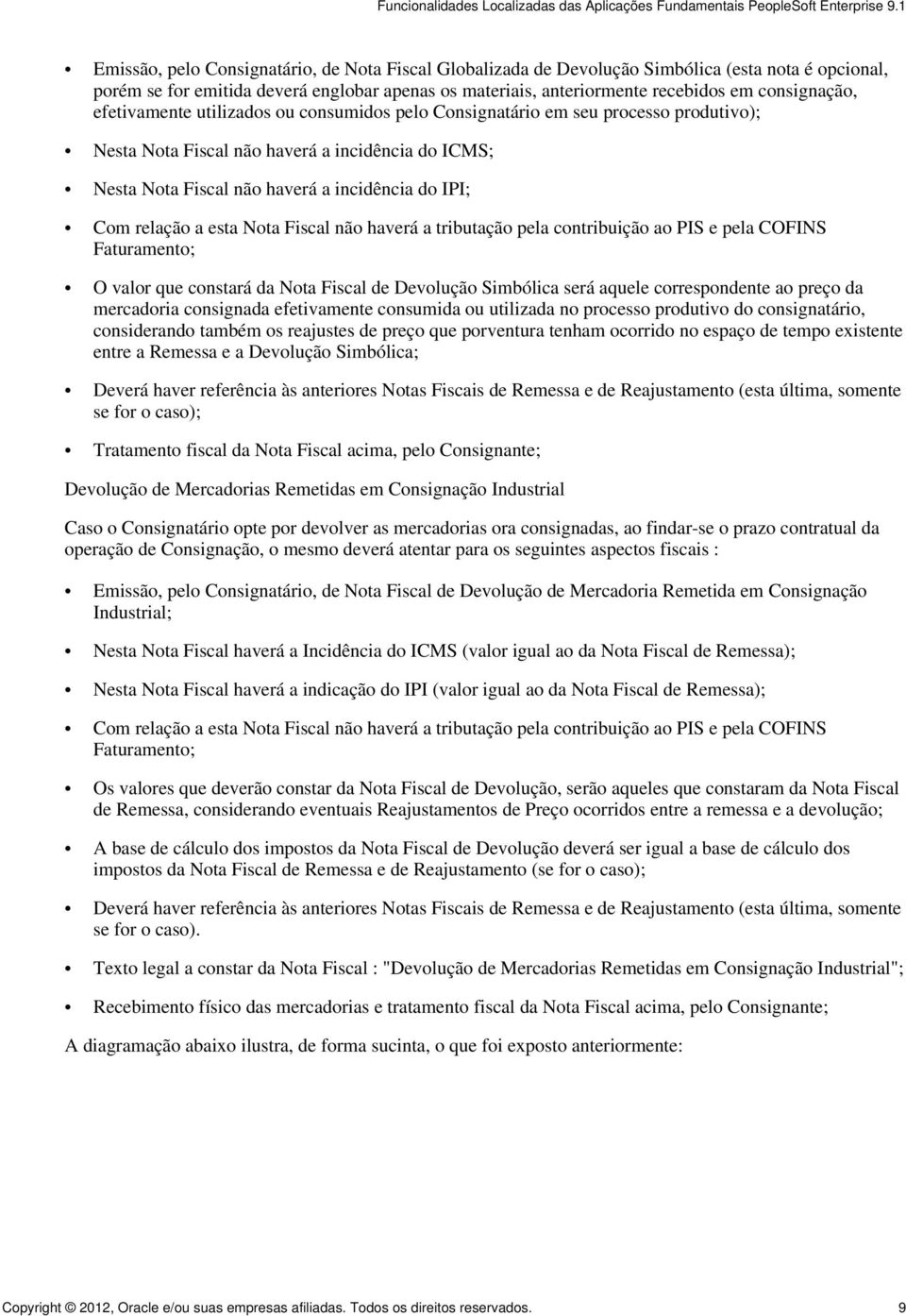 esta Nota Fiscal não haverá a tributação pela contribuição ao PIS e pela COFINS Faturamento; O valor que constará da Nota Fiscal de Devolução Simbólica será aquele correspondente ao preço da