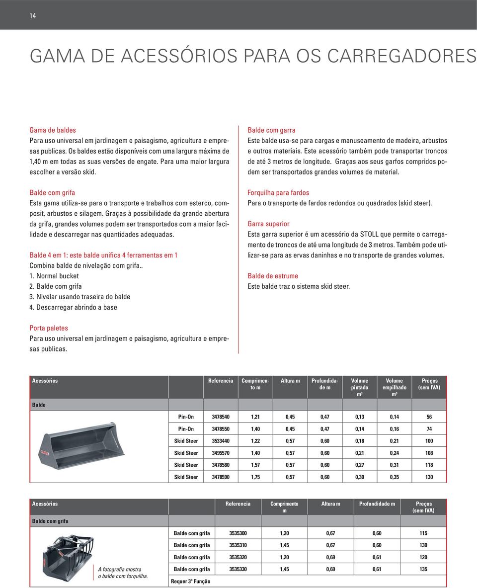 Balde co grifa Esta gaa utiliza-se para o transporte e trabalhos co esterco, coposit, arbustos e silage.