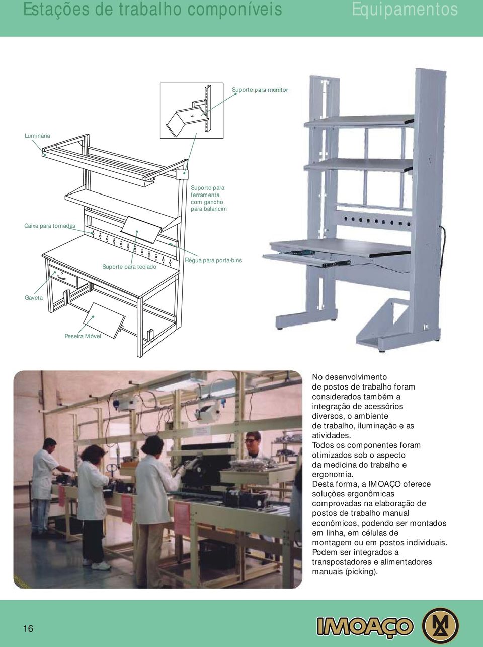 atividades. Todos os componentes foram otimizados sob o aspecto da medicina do trabalho e ergonomia.