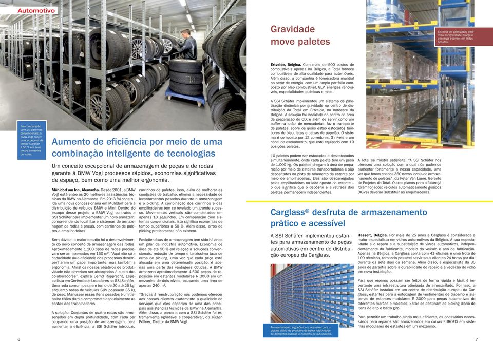 Aumento de eficiência por meio de uma combinação inteligente de tecnologias Um conceito excepcional de armazenagem de peças e de rodas garante à BMW Vogl processos rápidos, economias significativas