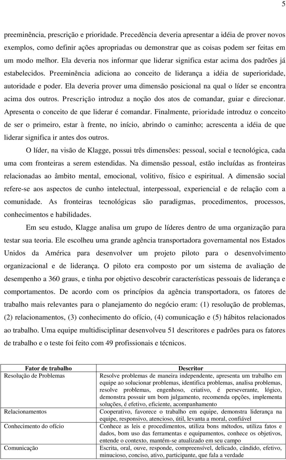 Ela deveria prover uma dimensão posicional na qual o líder se encontra acima dos outros. Prescrição introduz a noção dos atos de comandar, guiar e direcionar.