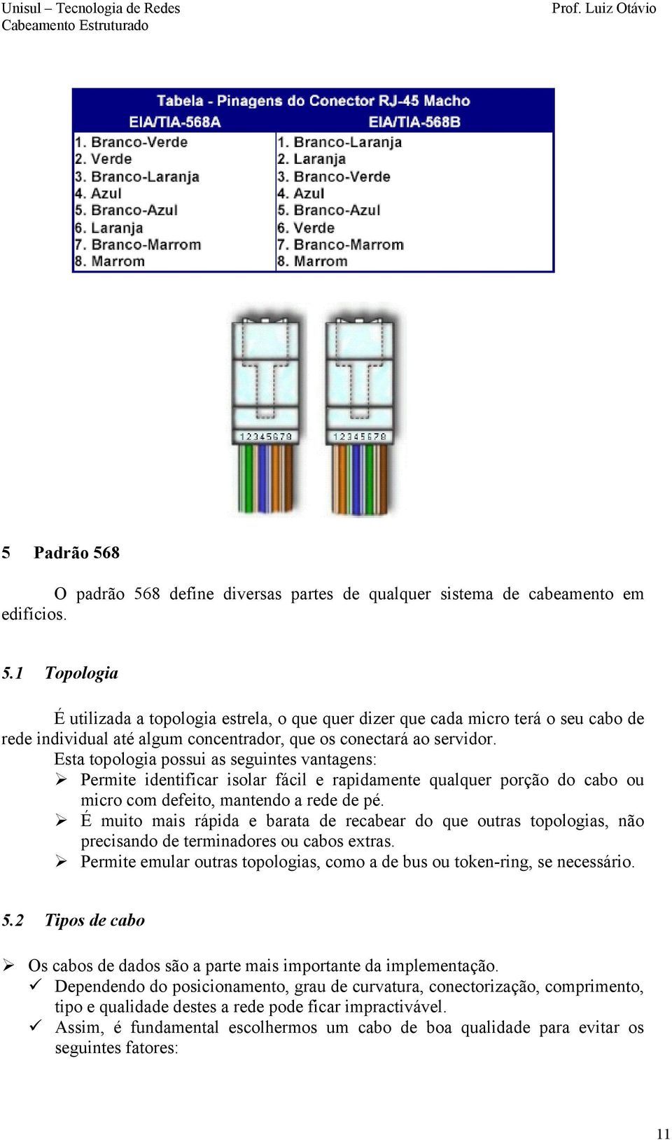 Esta topologia possui as seguintes vantagens: Permite identificar isolar fácil e rapidamente qualquer porção do cabo ou micro com defeito, mantendo a rede de pé.