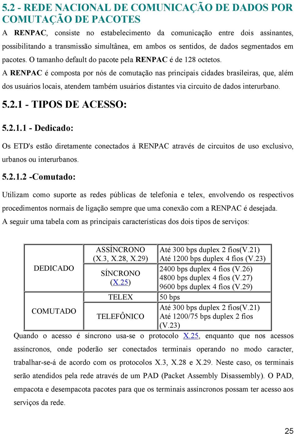 A RENPAC é composta por nós de comutação nas principais cidades brasileiras, que, além dos usuários locais, atendem também usuários distantes via circuito de dados interurbano. 5.2.