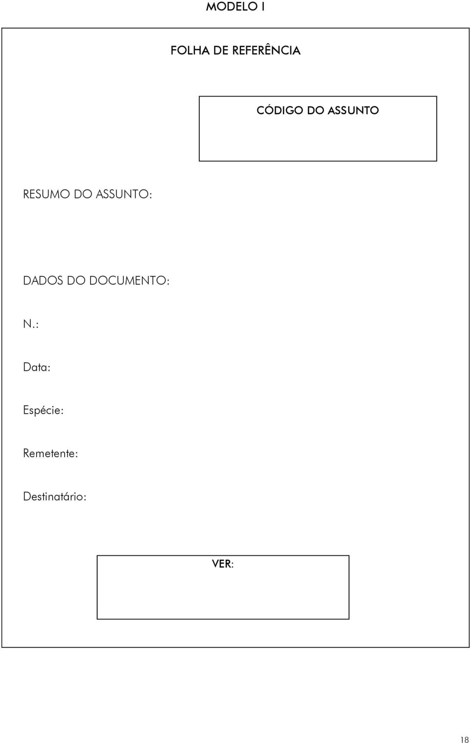 ASSUNTO: DADOS DO DOCUMENTO: N.