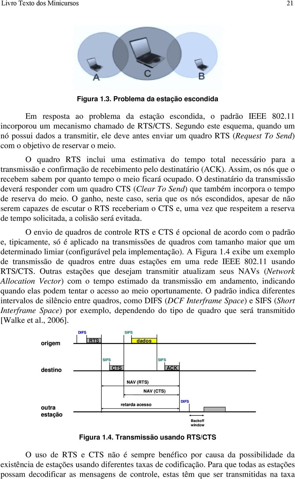 O quadro RTS inclui uma estimativa do tempo total necessário para a transmissão e confirmação de recebimento pelo destinatário (ACK).