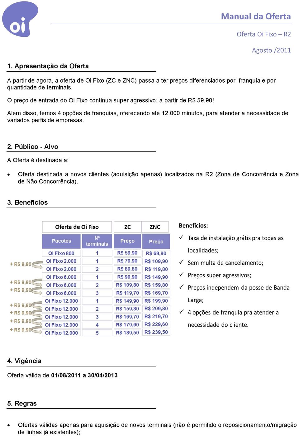 O preço de entrada do Oi Fixo continua super agressivo: a partir de R$ 59,90! Além disso, temos 4 opções de franquias, oferecendo até 12.