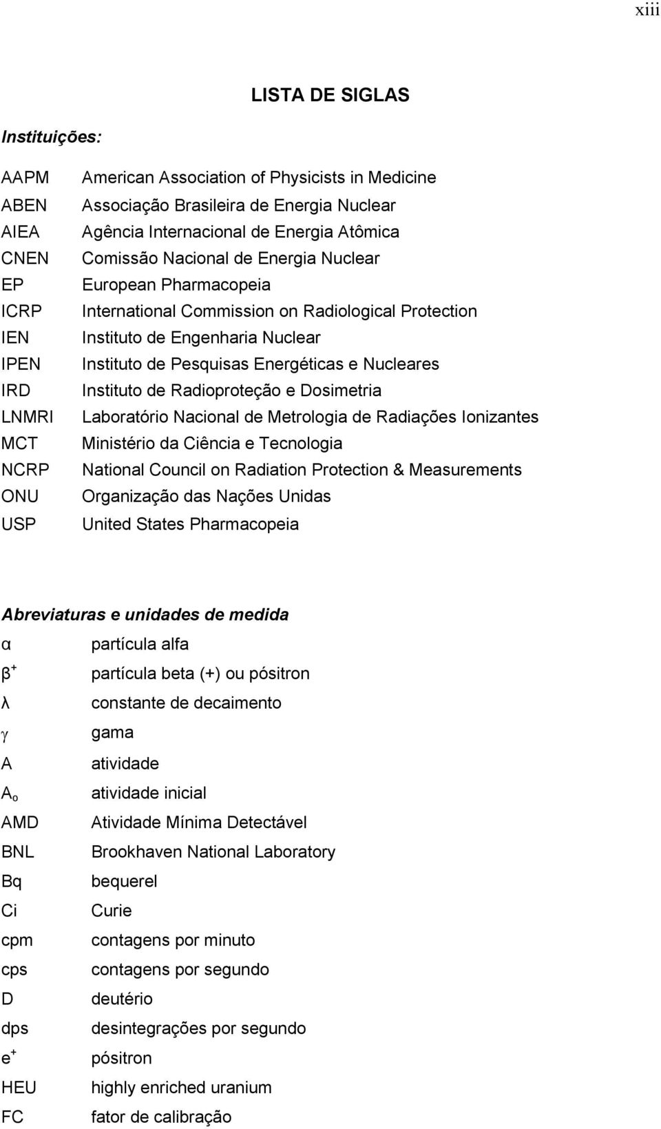 Energéticas e Nucleares Instituto de Radioproteção e Dosimetria Laboratório Nacional de Metrologia de Radiações Ionizantes Ministério da Ciência e Tecnologia National Council on Radiation Protection