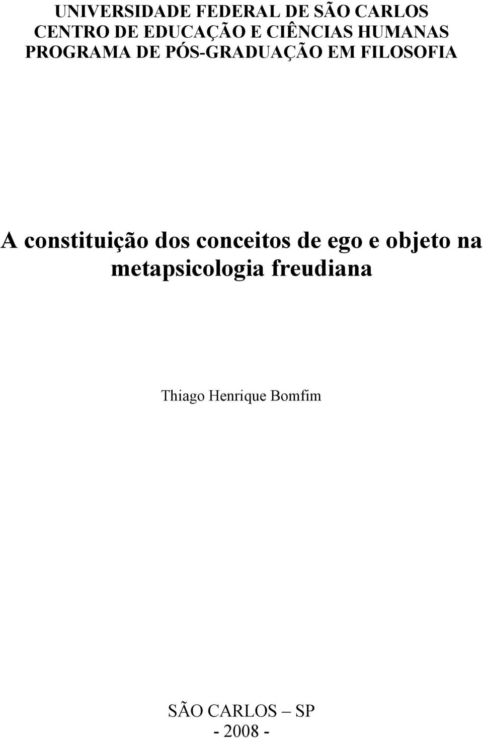 constituição dos conceitos de ego e objeto na