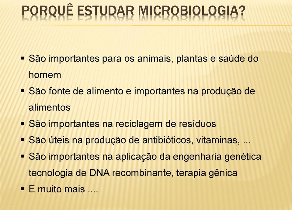 importantes na produção de alimentos São importantes na reciclagem de resíduos São úteis