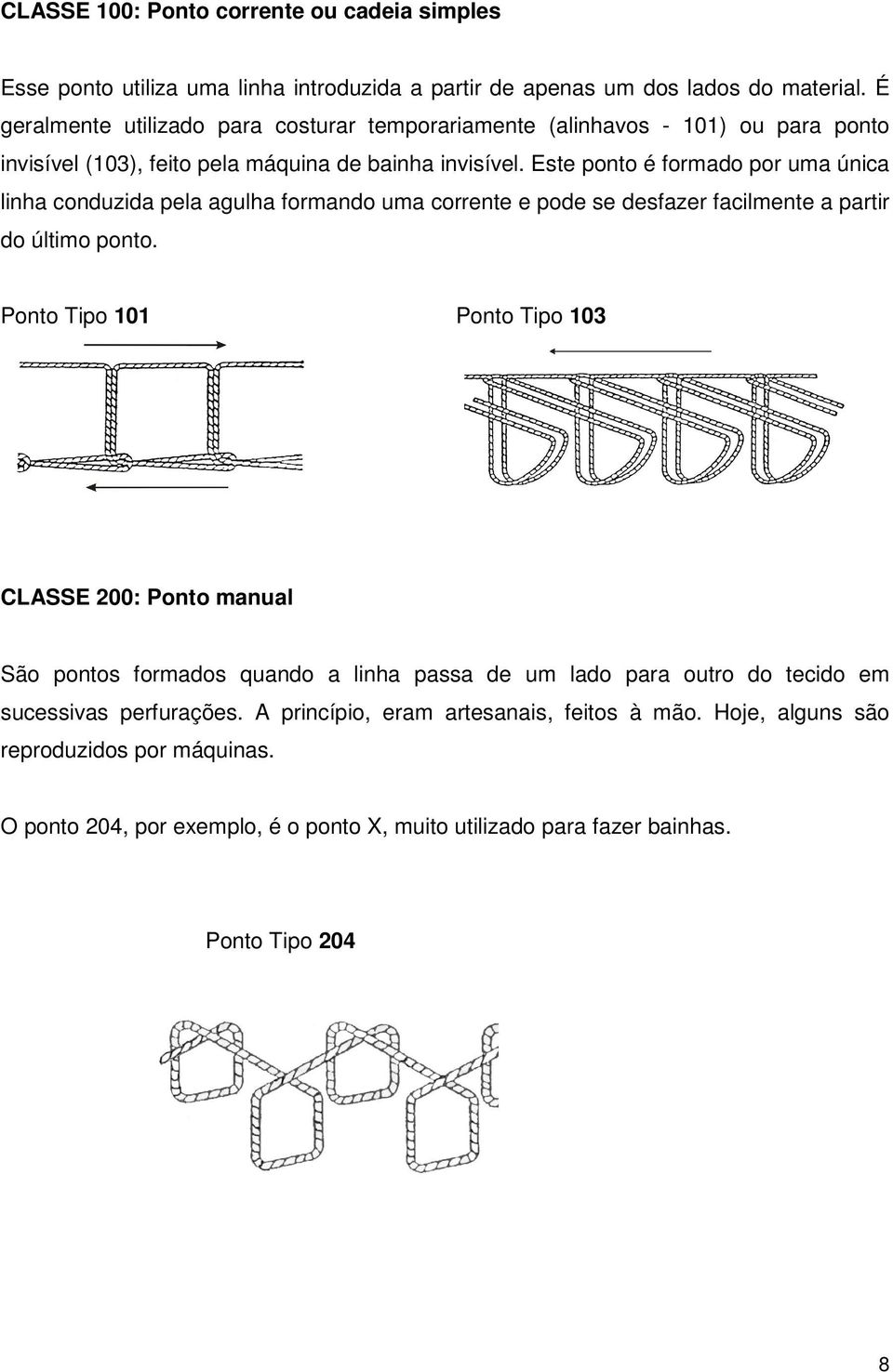 Este ponto é formado por uma única linha conduzida pela agulha formando uma corrente e pode se desfazer facilmente a partir do último ponto.