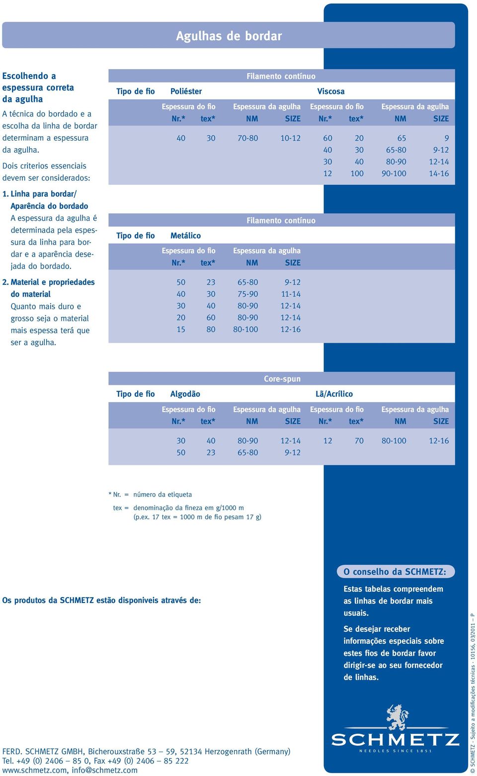 Material e propriedades do material Quanto mais duro e grosso seja o material mais espessa terá que ser a agulha.