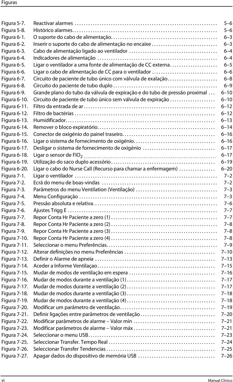 Cabo de alimentação ligado ao ventilador....................................... 6 4 Figura 6-4. Indicadores de alimentação..................................................... 6 4 Figura 6-5.