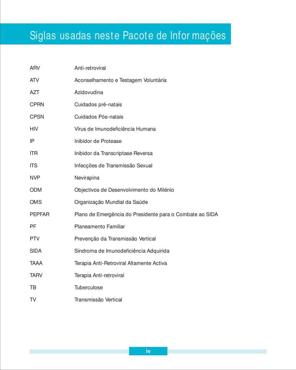 Transmissão Sexual Nevirapina Objectivos de Desenvolvimento do Milénio Organização Mundial da Saúde Plano de Emergência do Presidente para o Combate ao SIDA Planeamento