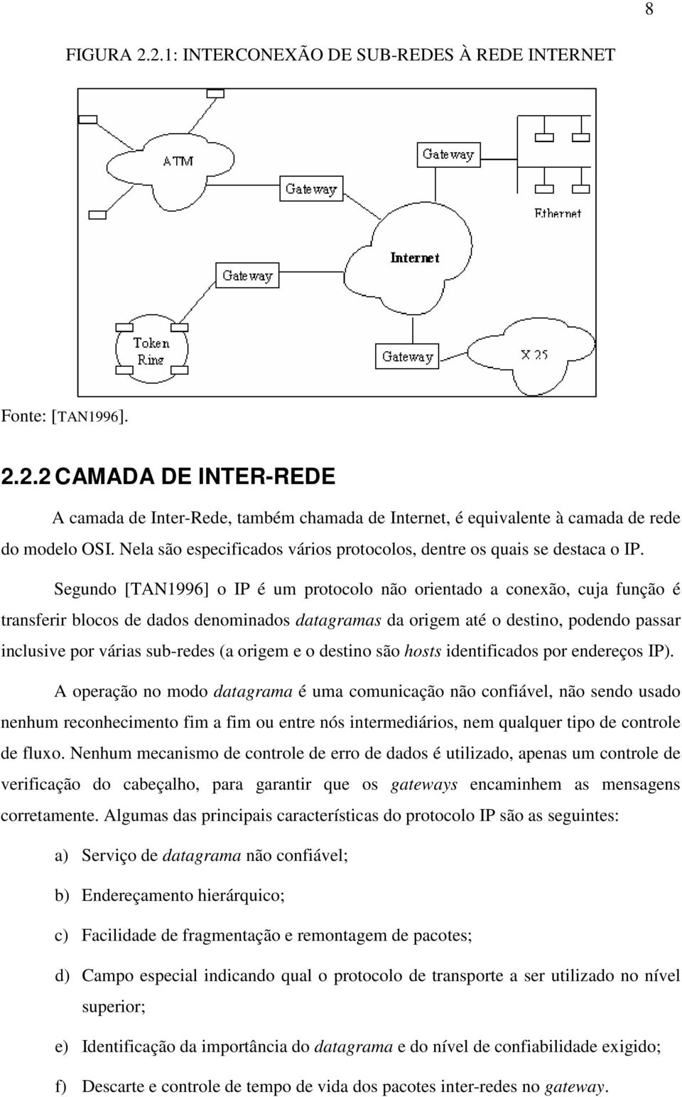 Segundo [TAN1996] o IP é um protocolo não orientado a conexão, cuja função é transferir blocos de dados denominados datagramas da origem até o destino, podendo passar inclusive por várias sub-redes