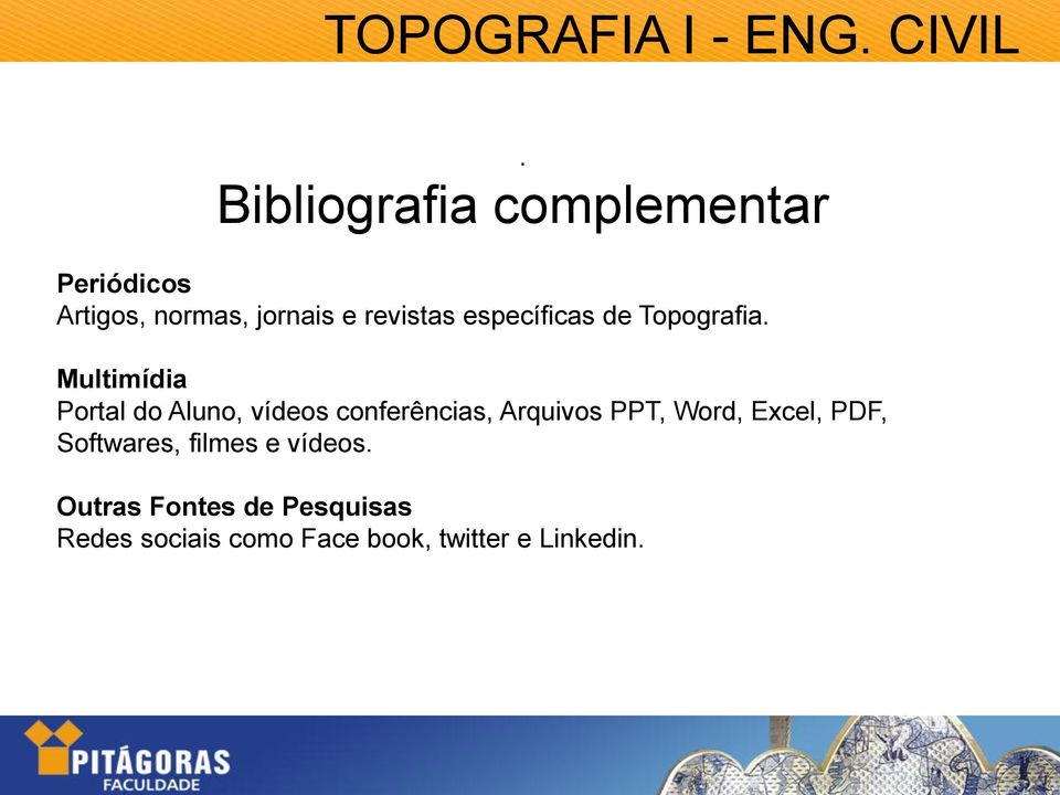 específicas de Topografia.