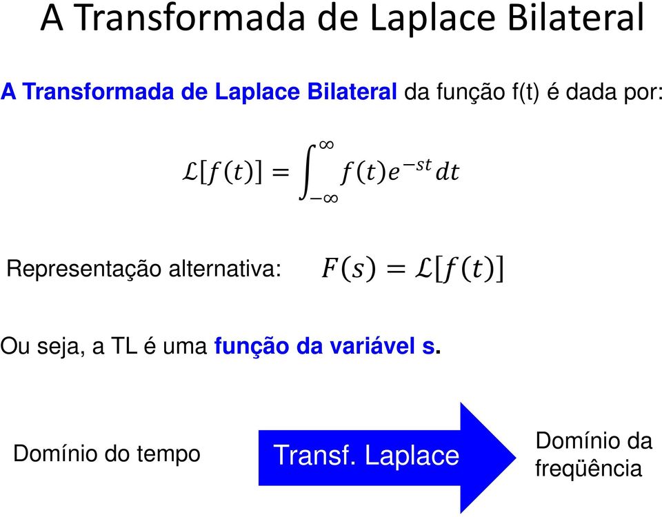 Representação alternativa: =L Ou seja, a TL é uma função