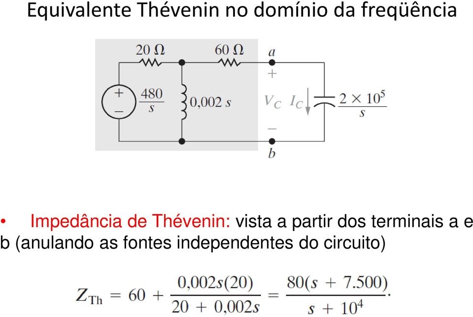 vista a partir dos terminais a e b