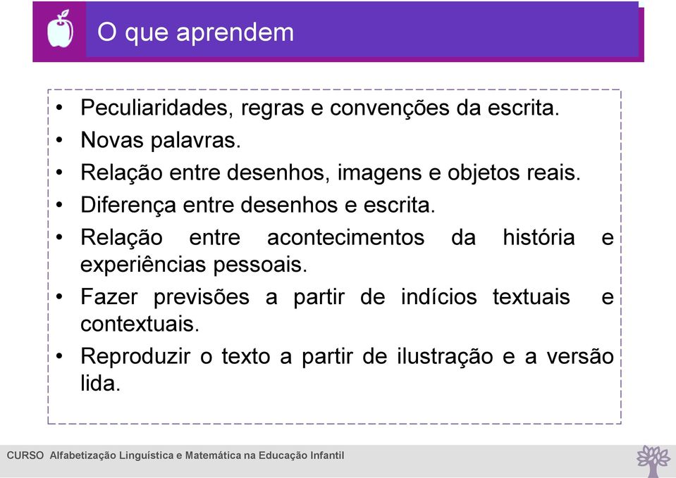 Relação entre acontecimentos da história e experiências pessoais.