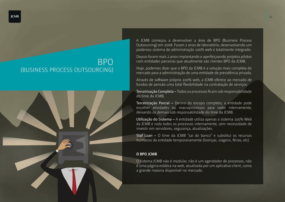 Hoje, podemos dizer que o BPO da JCMB é a solução mais completa do mercado para a administração de uma entidade de previdência privada.