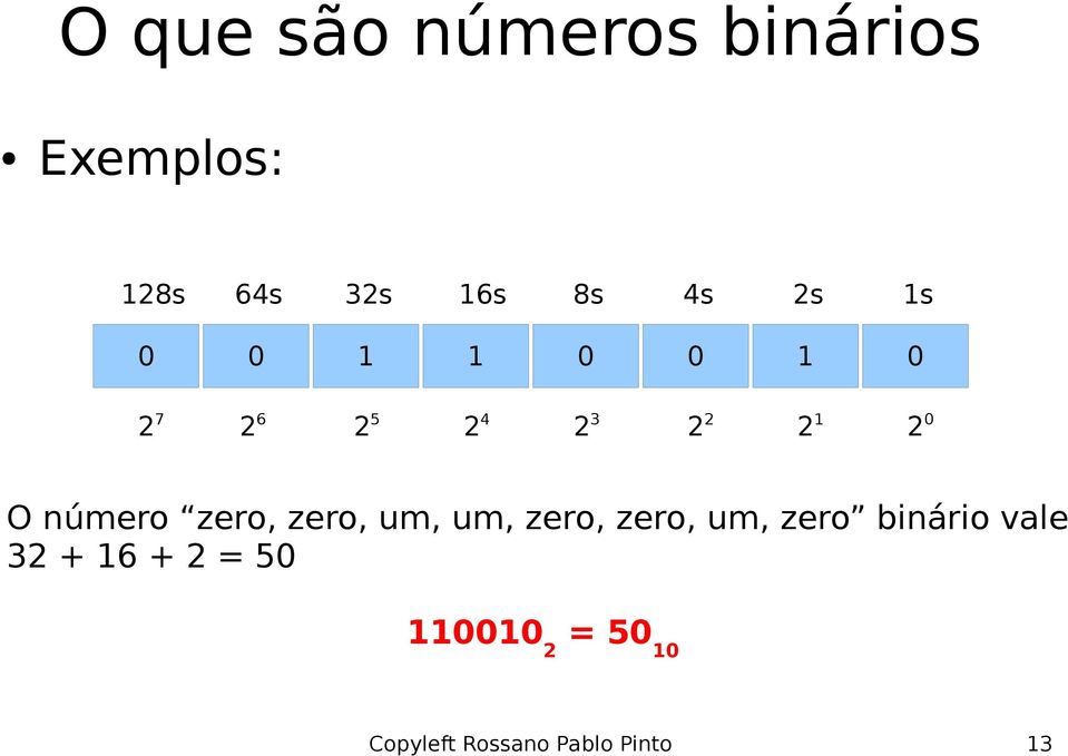 zero, um, um, zero, zero, um, zero binário vale 32 +