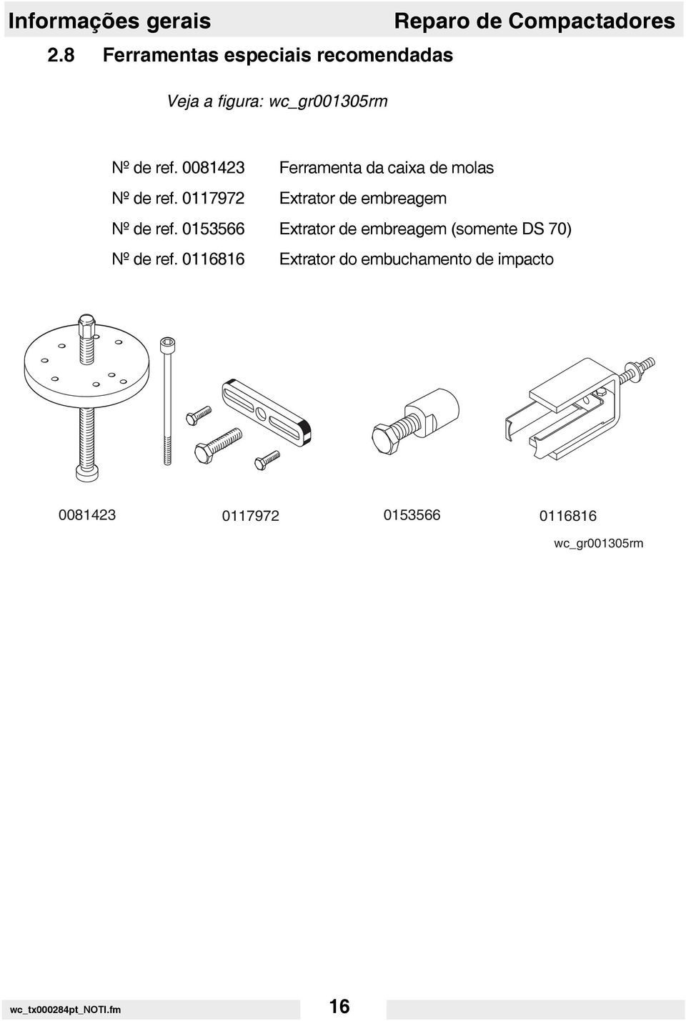 0081423 Ferramenta da caixa de molas Nº de ref. 0117972 Extrator de embreagem Nº de ref.