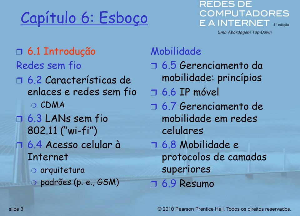 4 Acesso celular à Internet arquitetura padrões (p. e., GSM) Mobilidade 6.