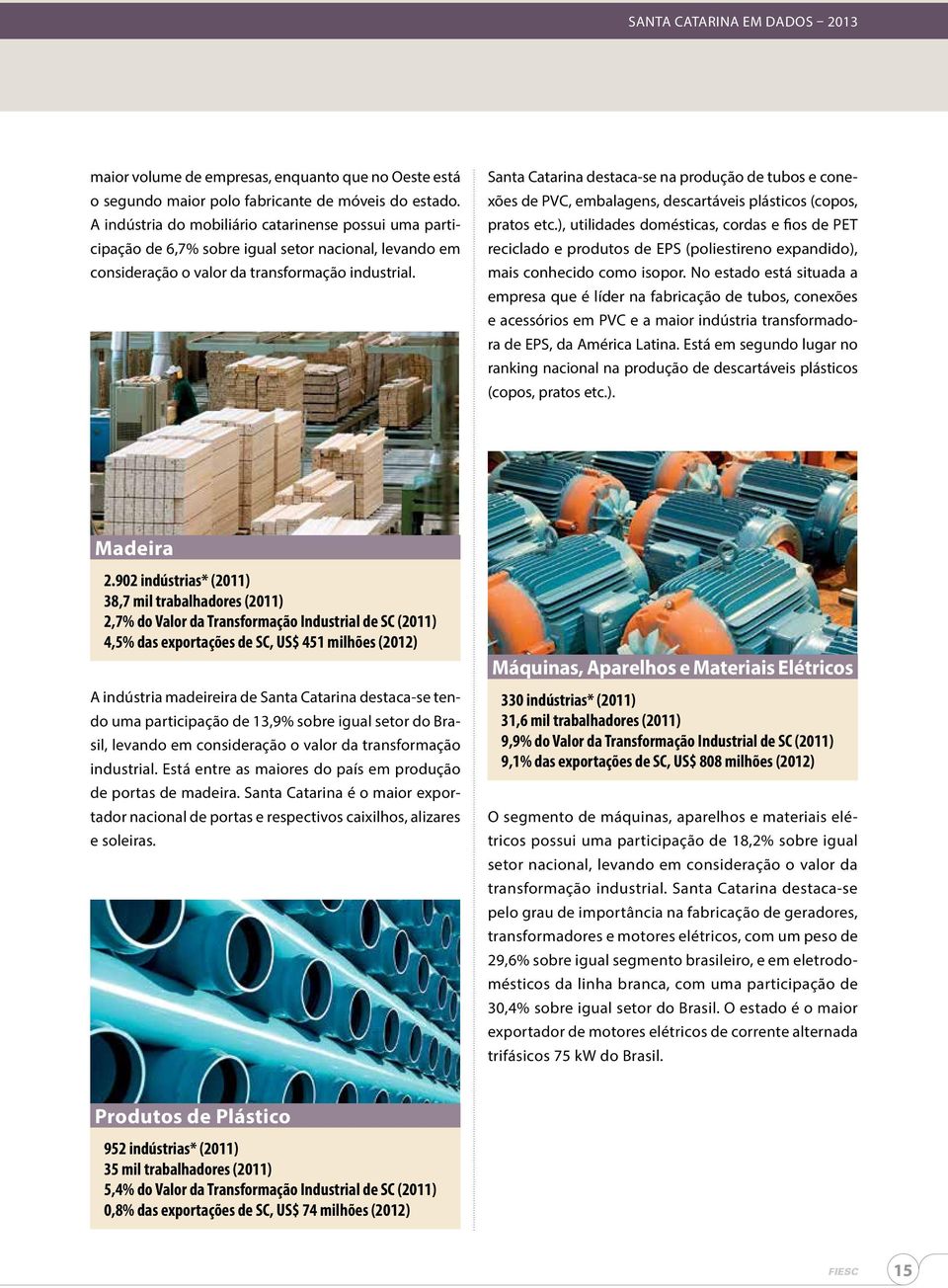 Santa Catarina destaca-se na produção de tubos e conexões de PVC, embalagens, descartáveis plásticos (copos, pratos etc.