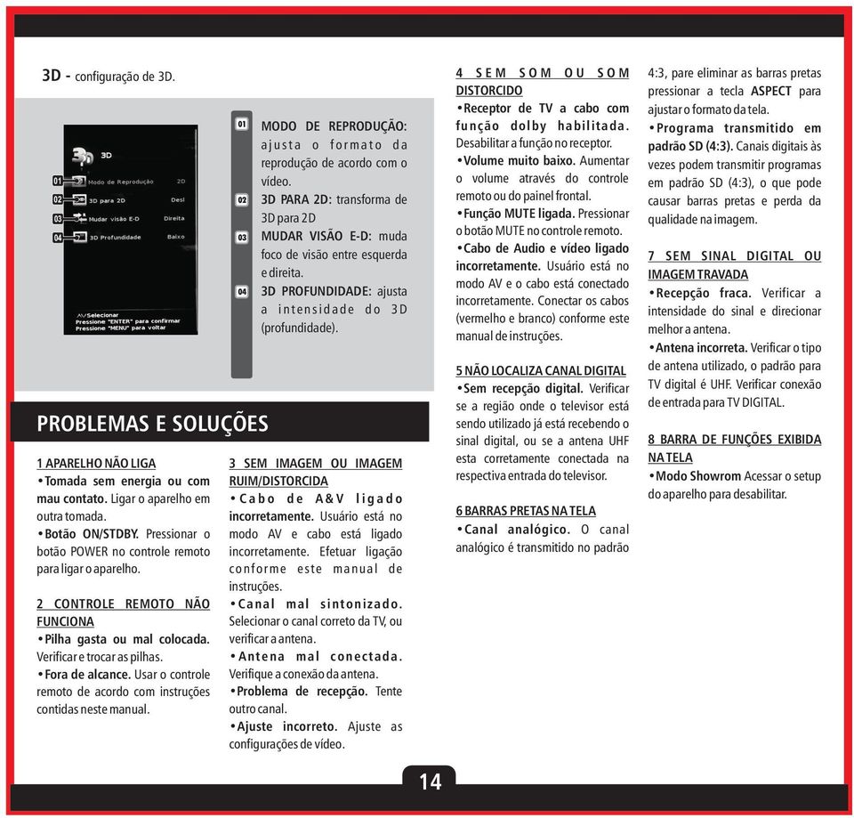 Usar o controle remoto de acordo com instruções contidas neste manual. MODO DE REPRODUÇÃO: a j u s t a o f o r m a t o d a reprodução de acordo com o vídeo.