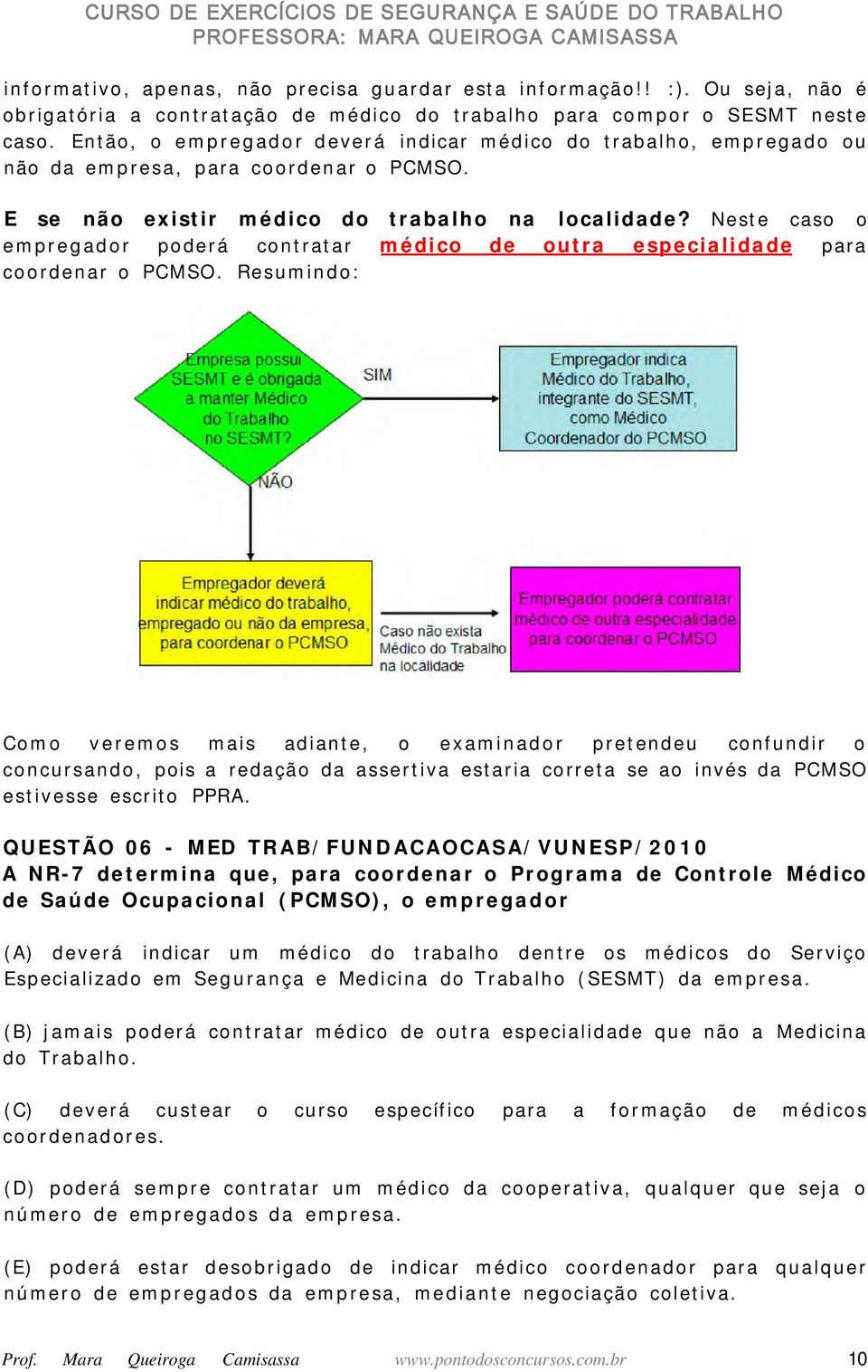 Neste caso o empregador poderá contratar médico de outra especialidade para coordenar o PCMSO.