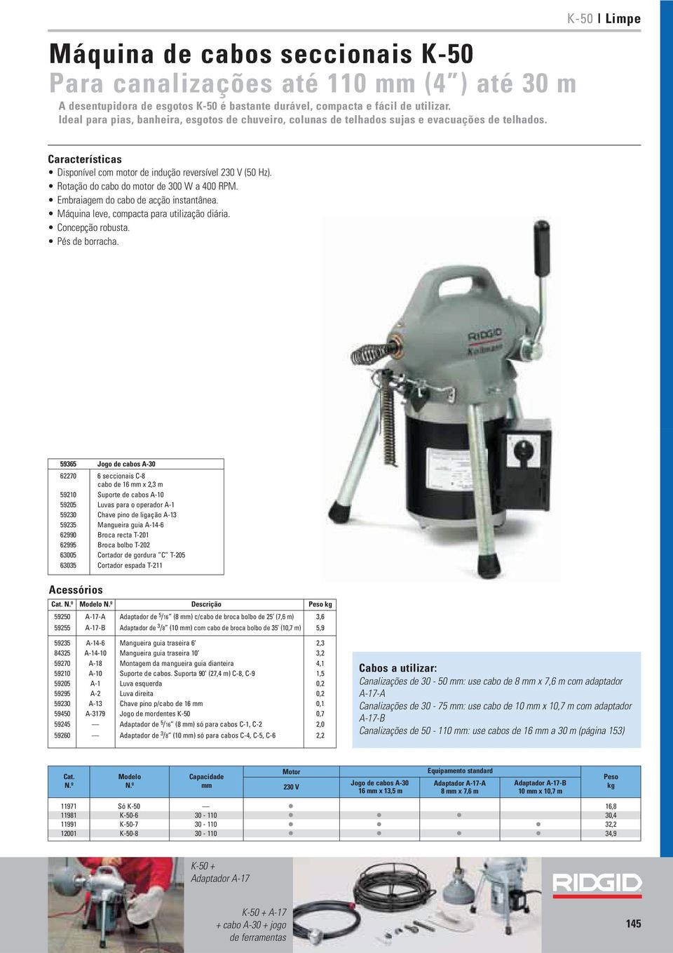 Rotação do cabo do motor de 300 W a 400 RPM. Embraiagem do cabo de acção instantânea. Máquina leve, compacta para utilização diária. Concepção robusta. Pés de borracha.