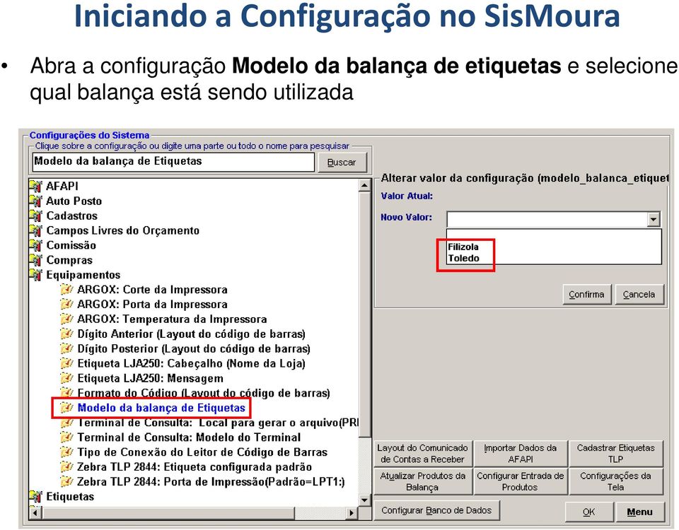 Modelo da balança de etiquetas e