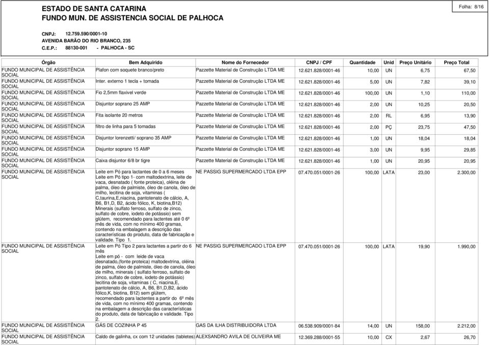 disjuntor 6/8 br tigre Leite em Pó para lactantes de 0 a 6 meses NE PASSIG SUPERMERCADO LTDA EPP Leite em Pó tipo 1- com maltodextrina, leite de vaca, desnatado ( fonte proteica), oléina de palma,