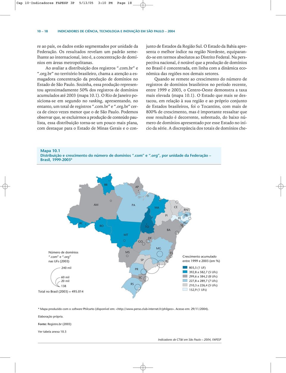 Na perspectiva nacional, é notável que a produção de domínios no Brasil é concentrada, em linha com a dinâmica econômica das regiões nos demais setores.