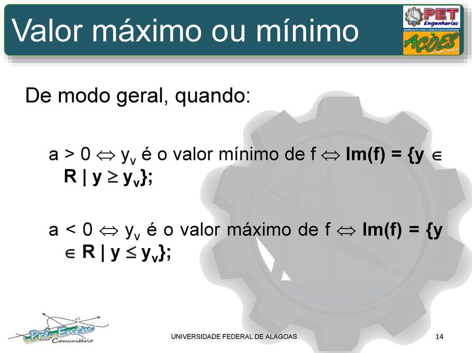 y v }; a < 0 y v é o valor máximo de f Im(f) =