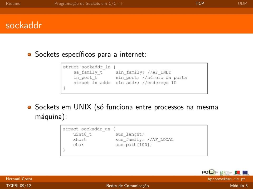 internet: Sockets em UNIX